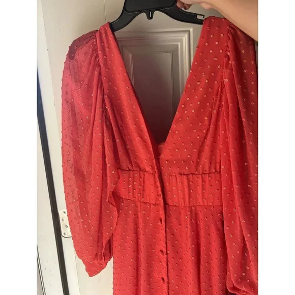 Kimberly Goldson NEW Lesli Jacquard Maxi Dress SIZE Xs WOMENS Coral Gold - Picture 16 of 16